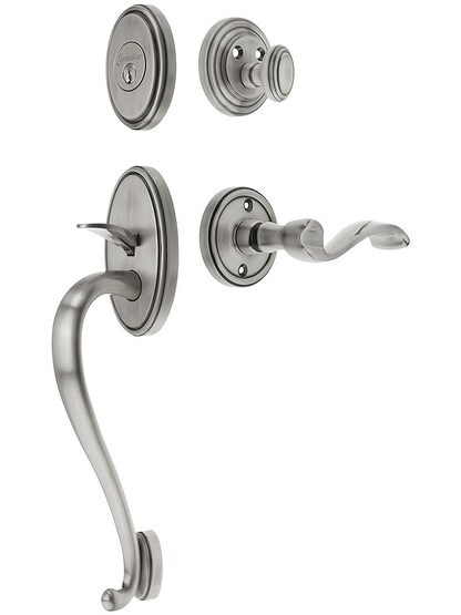 Georgetown Entry Lock Set in Antique Pewter Finish with Left-Handed Portofino Lever and